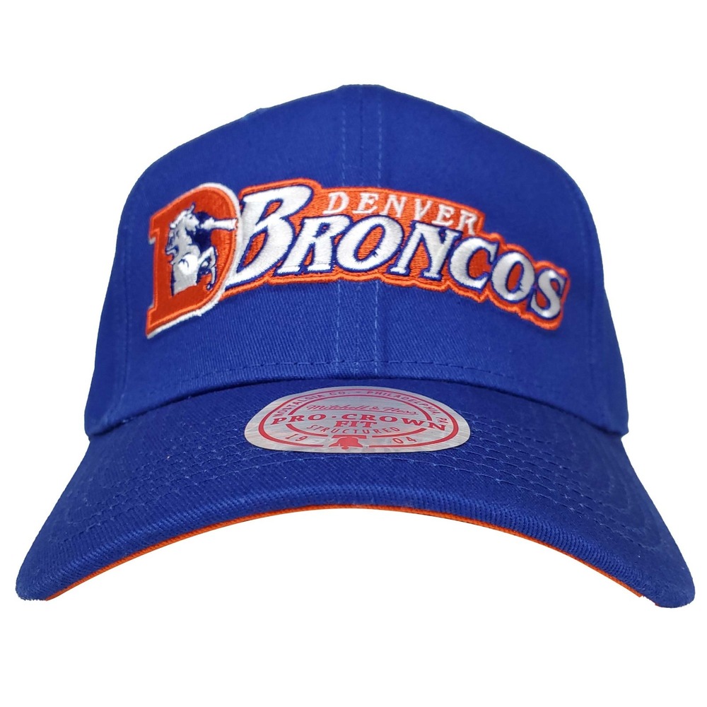 Denver Broncos Mitchell & Ness NFL Pro Fit Snapback Hat Cap 3D Logo Blue‎ NWT